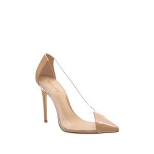 Schutz Cendi Clear Tan Patent Leather Pointed Toe Heels Size 9.5